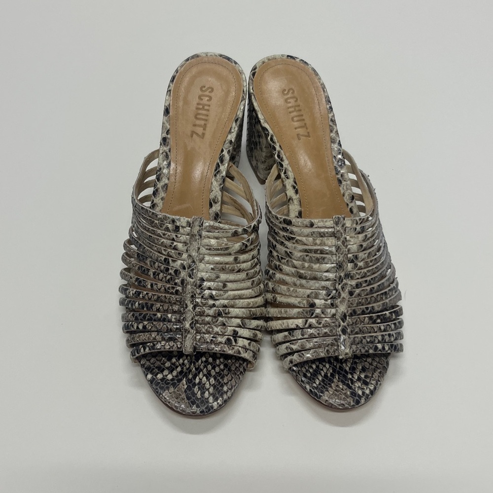 Schutz Python strappy block heeled sandals.  Size 10